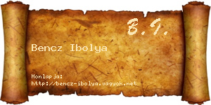 Bencz Ibolya névjegykártya